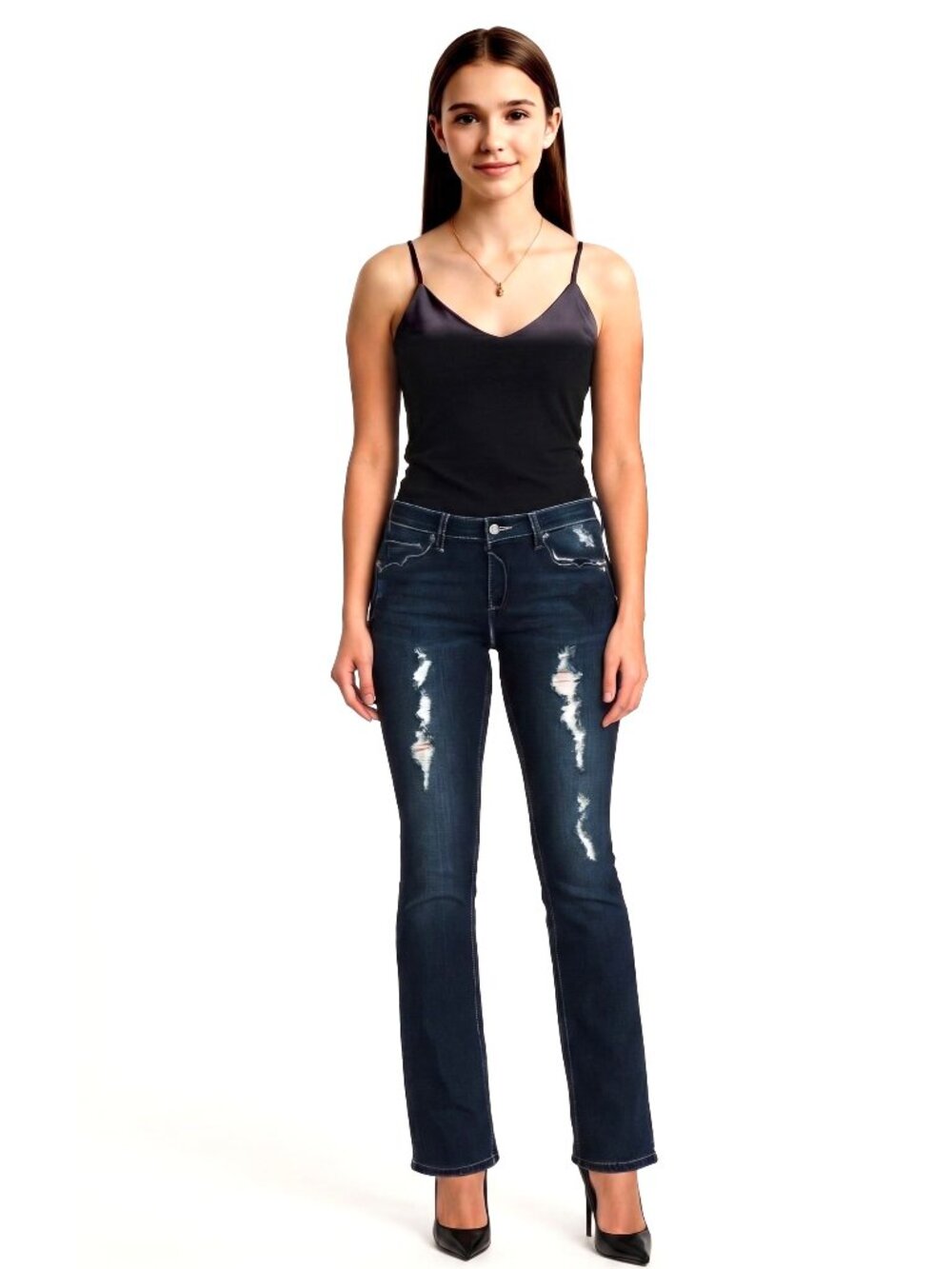 TRUE ROCK Mid-Rise Blue Jeans Size 17/18 Embellished Distressed Patched (34X30)